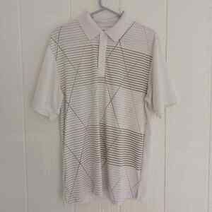 Large, White with stripes Ben Hogan Performance Polo Golf Shirt
